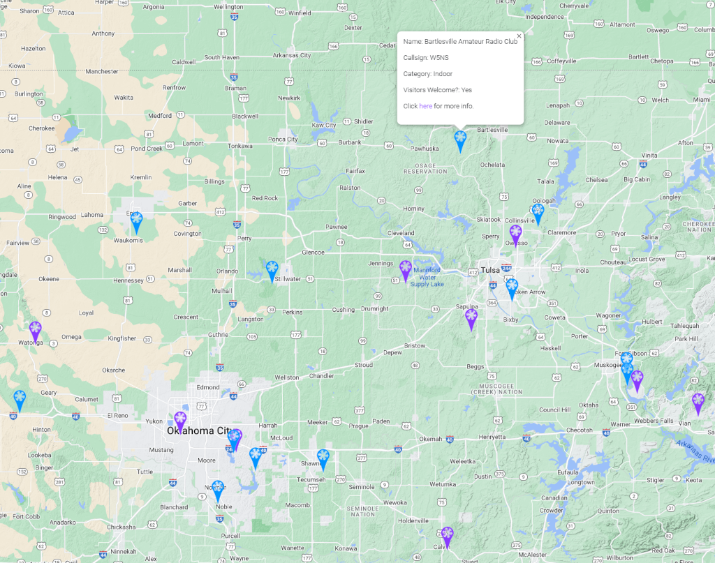 Map of WFD stations operating in Oklahoma 2023